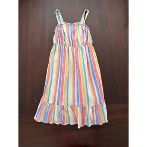 Epic Threads Girls Rainbow Stripe Metallic Midi Dress Sleeveless Size Medium